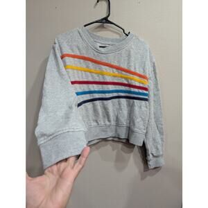 Cute grey cropped sweatshirt w/rainbow ribbon embellishments by Vanilla Star, M